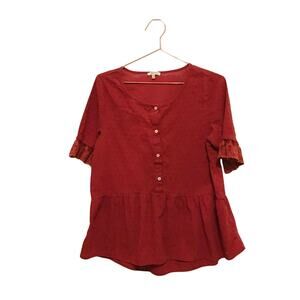 Jodifl Lace Trim Sleeve Babydoll Peplum Top - Medium